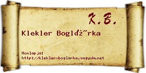 Klekler Boglárka névjegykártya